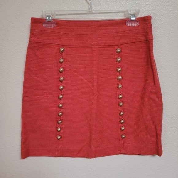 Anthropologie Eidra Coral Skirt with Button Accents - Picture 1 of 4